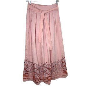 Lyon Full Length Pink Skirt with Mesh Cutouts and a Floral Lily Design Size 12
